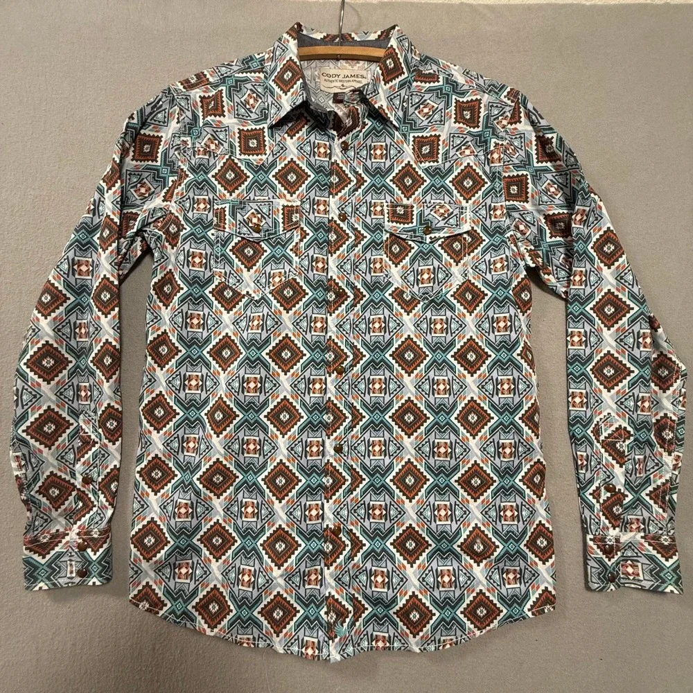 Cody James Authentic Western Apparel Pearl Snap Long Sleeve Shirt Men Size Small - Picture 3 of 9